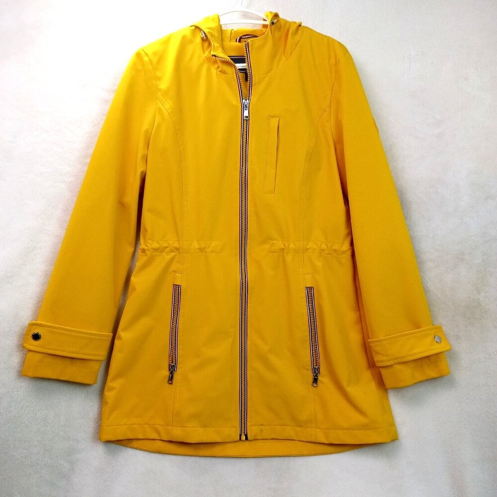 Tommy Hilfiger Hooded Rain Coat Windbreaker Yellow Jacket Womens Size Small